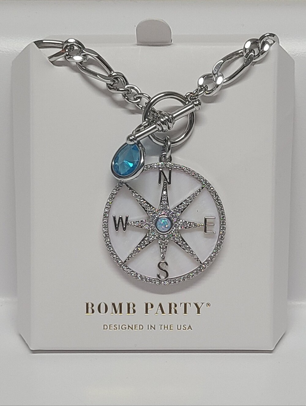 Bomb Party Atlantis Compass Necklace "She Desires Adventure" 30" Chain NWOT